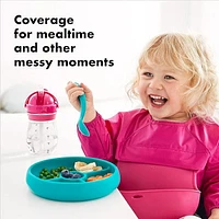 OXO Tot - Sleeved Roll-Up Bib - For Play or Mealtime - Baby  and Toddler 9 Months + - Pink