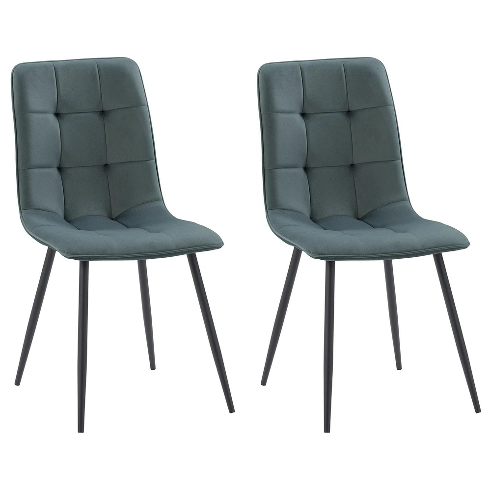 Nash Velvet Upholstered Side Chair with Black Metal Legs - Set of 2