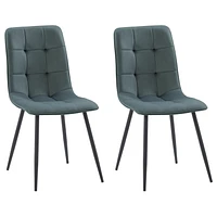 Nash Velvet Upholstered Side Chair with Black Metal Legs - Set of 2