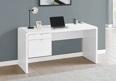 Monarch Specialties Bureau, Bureau À Domicile, Ordinateur Portable, Configuration Gauche, Droite, Tiroirs De Rangement, 60"l, Travail, Stratifié, Blanc Lustré, Contemporain, Moderne