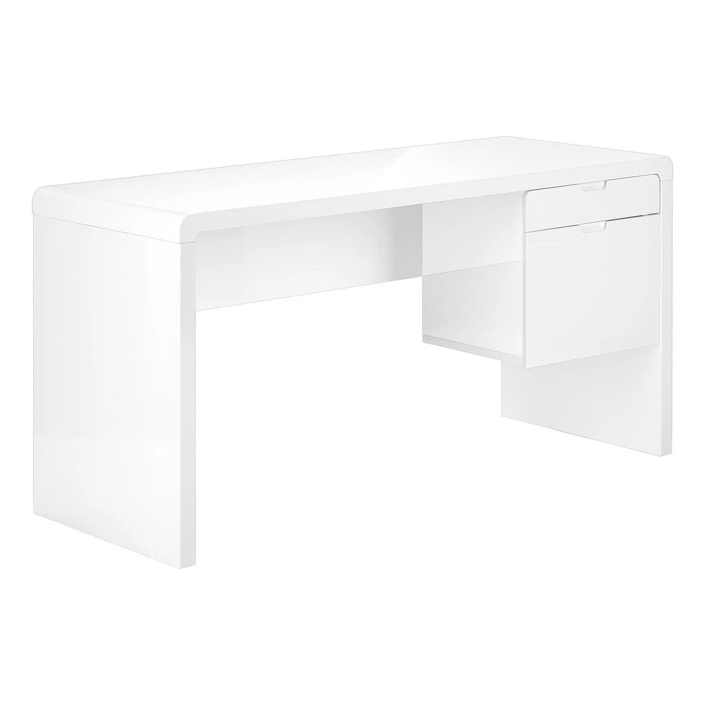 Monarch Specialties Bureau, Bureau À Domicile, Ordinateur Portable, Configuration Gauche, Droite, Tiroirs De Rangement, 60"l, Travail, Stratifié, Blanc Lustré, Contemporain, Moderne