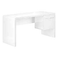 Monarch Specialties Computer Desk, Home Office, Laptop, Left, Right Set-up, Storage Drawers, 60"l, Work, Laminate, Glossy White, Contemporary, Modern