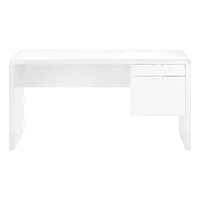 Monarch Specialties Computer Desk, Home Office, Laptop, Left, Right Set-up, Storage Drawers, 60"l, Work, Laminate, Glossy White, Contemporary, Modern