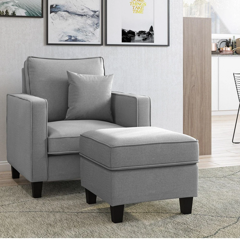 Georgia Linen-Like Upholstered Square Ottoman