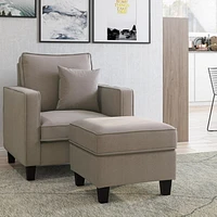 Georgia Linen-Like Upholstered Square Ottoman