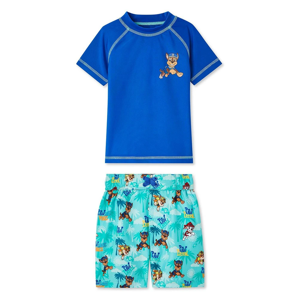 Paw Patrol Toddler Boys' Rash Guard 2-Piece Set