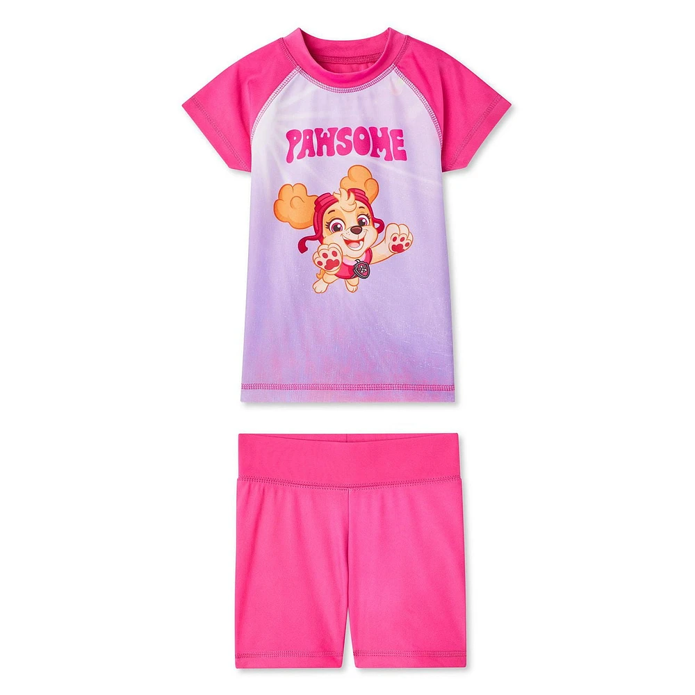 Paw Patrol Toddler Girls' Rash Guard 2-Piece Set