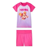 Paw Patrol Toddler Girls' Rash Guard 2-Piece Set