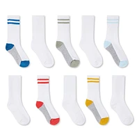 George Boys' Crew Socks 10-Pack, Sizes 11-2/3-9