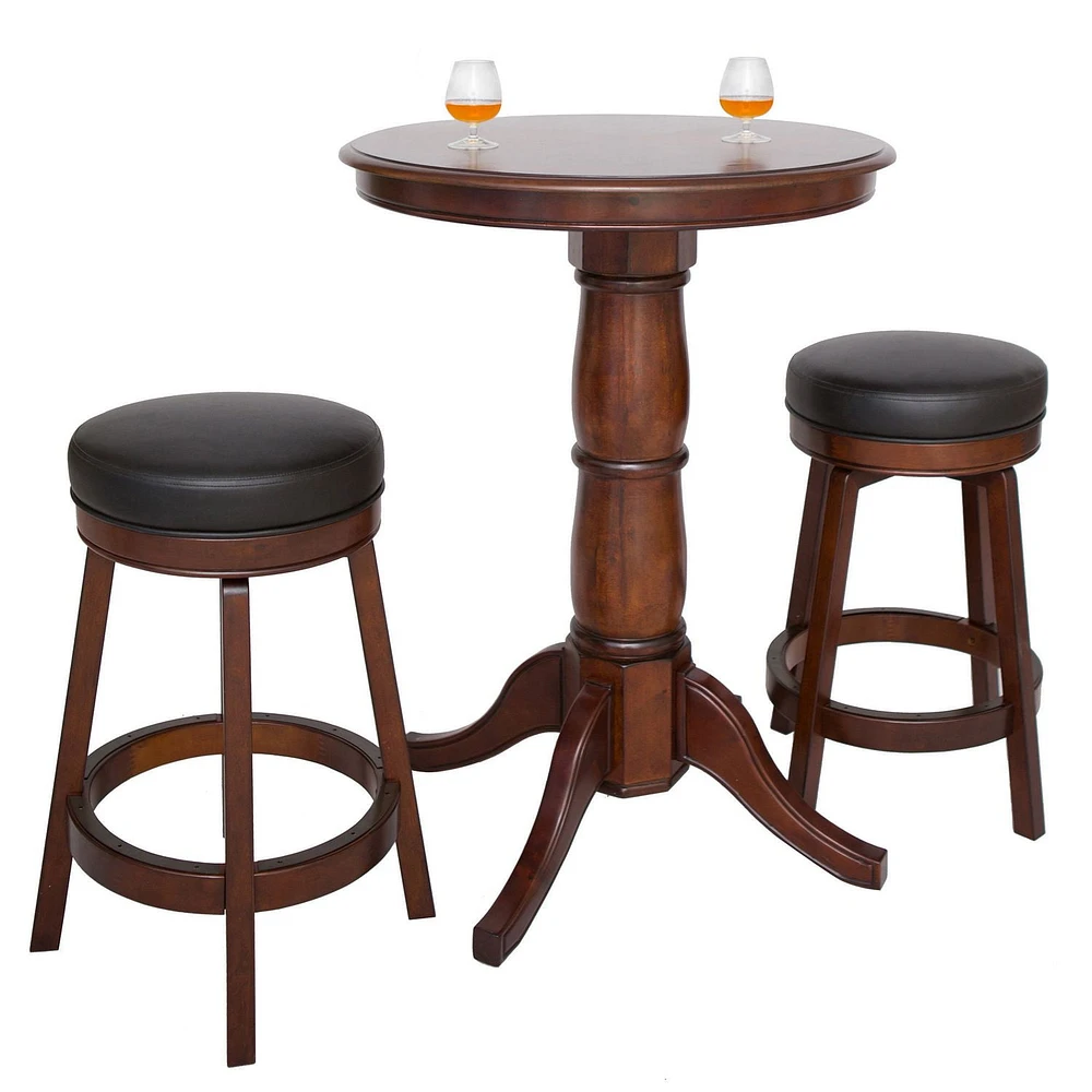 Hathaway Oxford 3 Piece Hardwood Pub Table Set - Walnut Finish