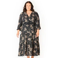 Devoted Women’s Plus size L/S wrap V-neck maxi dress, L/S wrap V-neck maxi dress