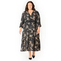 Devoted Women’s Plus size L/S wrap V-neck maxi dress, L/S wrap V-neck maxi dress