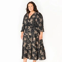 Devoted Women’s Plus size L/S wrap V-neck maxi dress, L/S wrap V-neck maxi dress