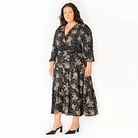 Devoted Women’s Plus size L/S wrap V-neck maxi dress, L/S wrap V-neck maxi dress