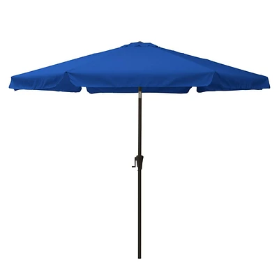 CorLiving 10ft Large Round, Market Patio Umbrella with Side Flaps and Steel Frame - Perfect Deck Umbrellas Outside, Table Umbrella for Patio, Standing Patio Table Umbrella