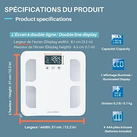 Accuweight Digital Body Composition Scale, Ultra-White, Model BS0315W, 7 Body Composition Metrics