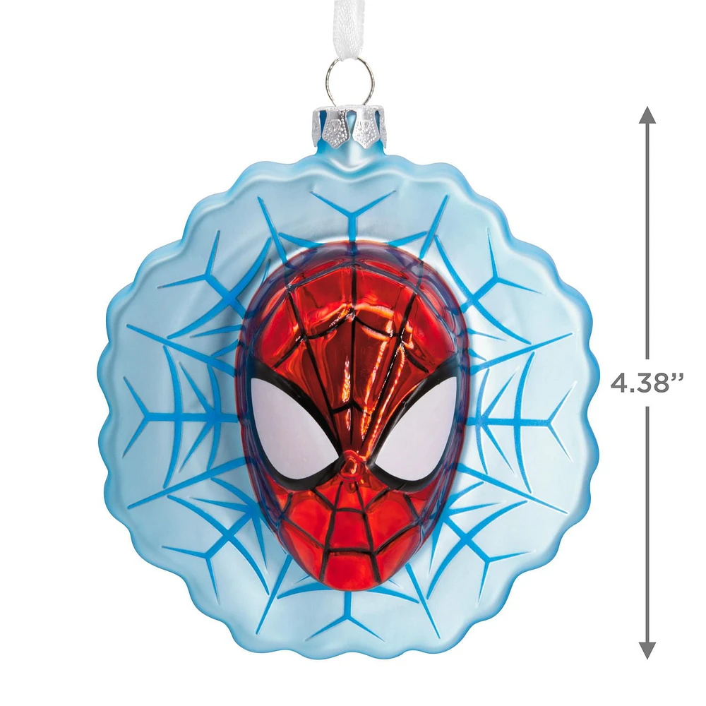 Hallmark Christmas Ornament (Marvel Spider-Man Face on Web Blown Glass)