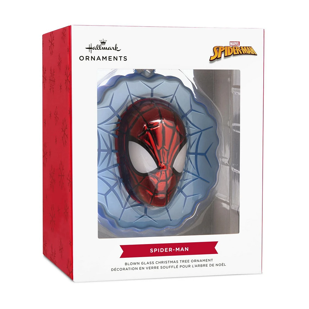 Hallmark Christmas Ornament (Marvel Spider-Man Face on Web Blown Glass)