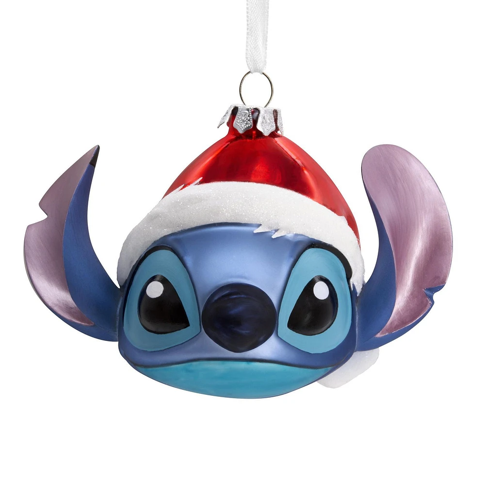 Hallmark Christmas Ornament (Disney Lilo & Stitch in Santa Hat Blown Glass)