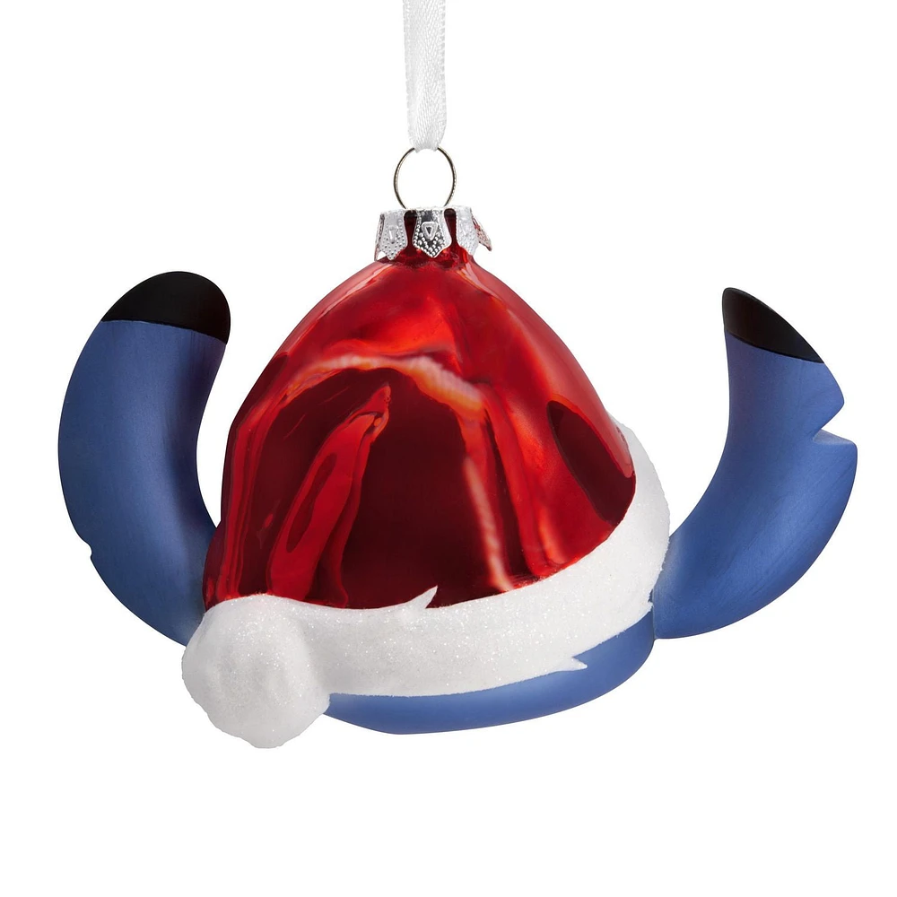 Hallmark Christmas Ornament (Disney Lilo & Stitch in Santa Hat Blown Glass)