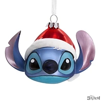 Hallmark Christmas Ornament (Disney Lilo & Stitch in Santa Hat Blown Glass)