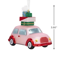 Hallmark Christmas Ornament (Signature Pink Car With Presents Blown Glass)