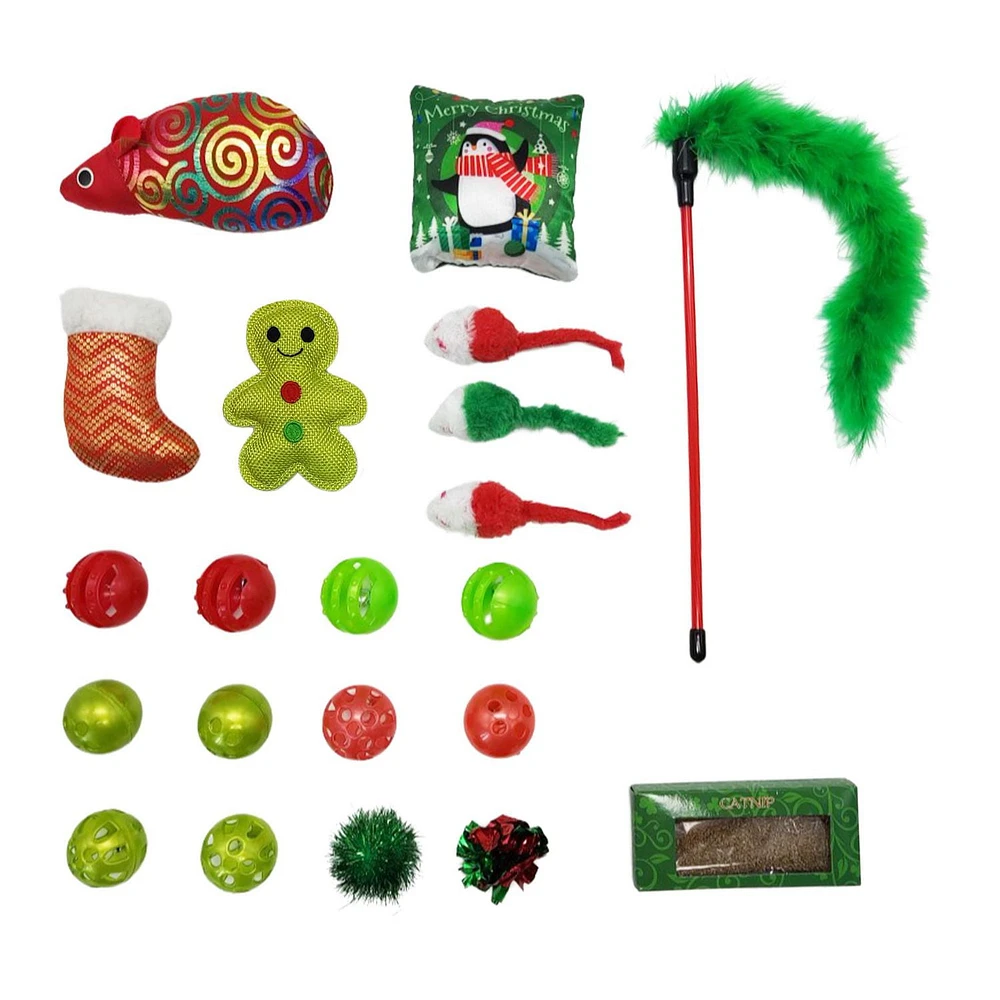 HOLIDAY TIME CAT TOY STOCKING