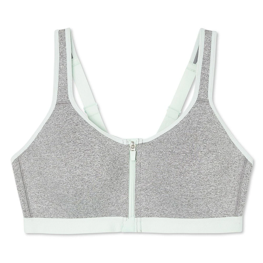 Soutien-gorge de sport zippé sur le devant Athletic Works pour femmes Tailles 36B-44DD