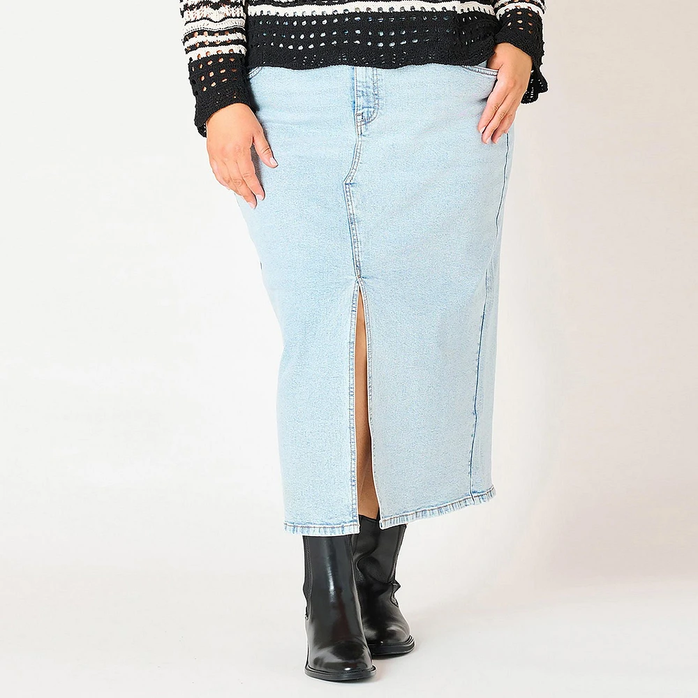 DV Denim maxi skirt with front slit,