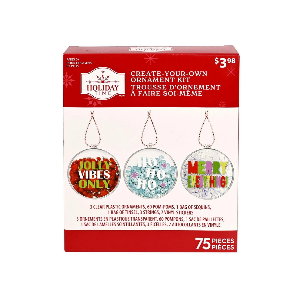 Holiday Time Christmas Create-Your-Own Ornament Kit, Christmas Ornament Kit