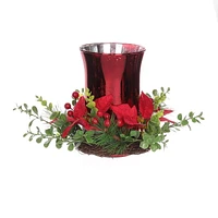 Christmas 8in Glass Candle Holder