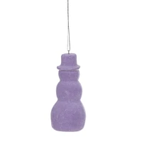 PURPLE FLOCKED SNOWMAN ORNAMENT