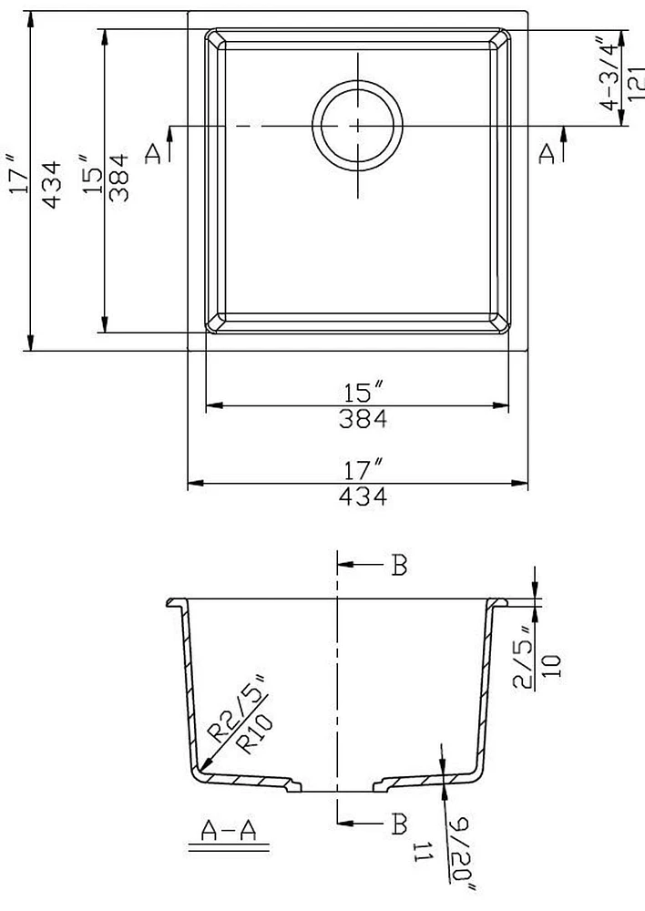 American Imaginations -in. W CSA Approved Granite Composite Kitchen Sink With Bowl AI