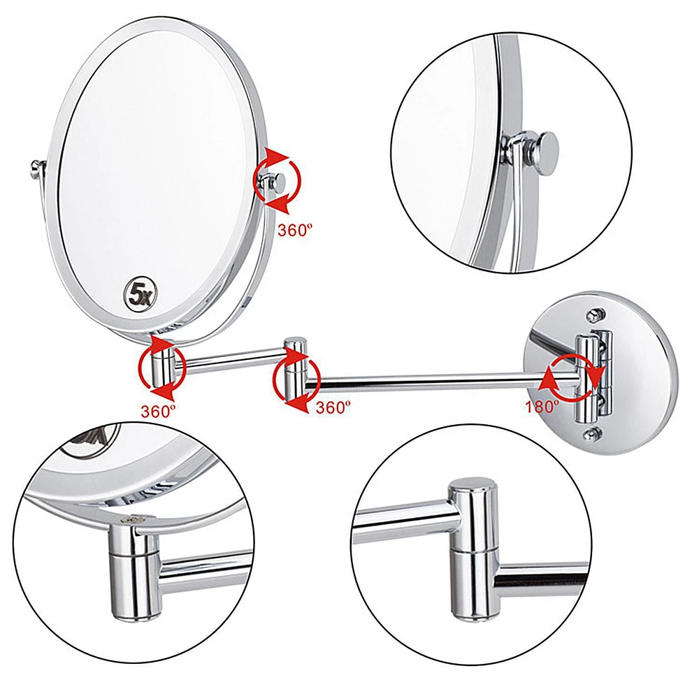 American Imaginations 16.95-in. x 13-in. Stainless Steel Wall Mount Magnifying Mirror In Brushed Nickel AI-29380