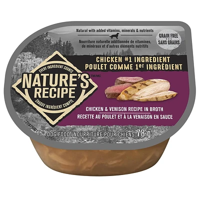 Nature's Recipe Chicken & Venison Recipe in Broth Wet Dog Food, 78g