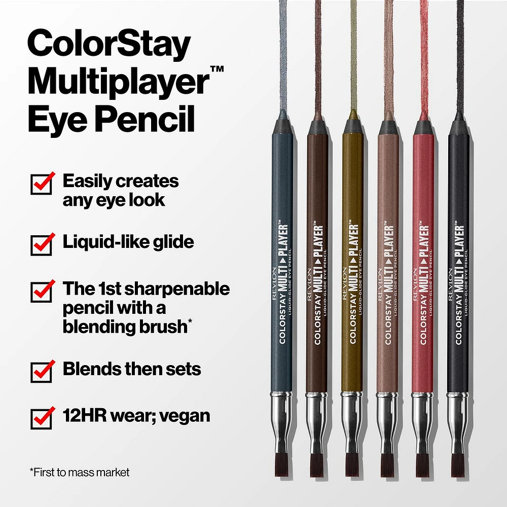 Traceur liquide pour les yeux Revlon ColorStay Multiplayer™, Crayon pour les yeux polyvalent avec un pinceau à estomper, 0.9g 12H Tenue, Tenue hydrofuge.