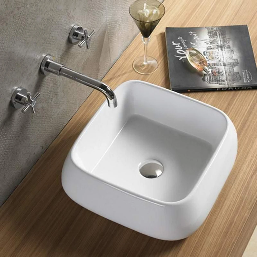 American Imaginations 16.14-in. W Above Counter White Bathroom Vessel Sink For Wall Mount Wall Mount Drilling AI-28654