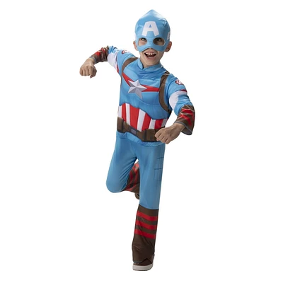 MARVEL’S CAPTAIN AMERICA TODDLER COSTUME - Muscle Chest Jumpsuit with Fabric Mask