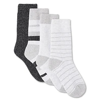 Athletic Works Girls' Crew Socks 4-Pack, Sizes S-M