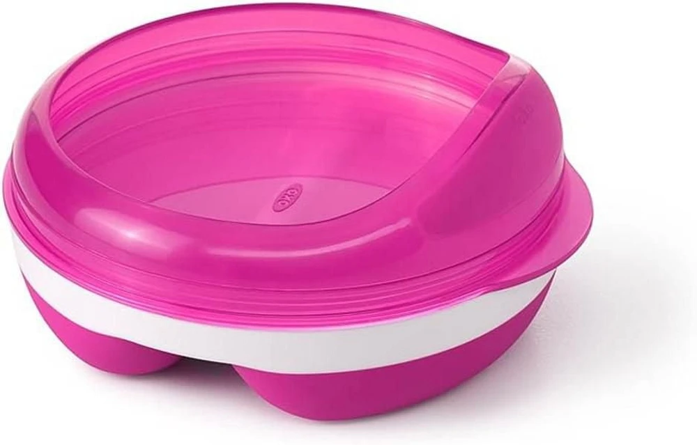 OXO Tot - Divided Feeding Dish - Perfect for Toddlers Learning to Feed Themselves - BPA-free - Baby Mealtime - Pink