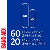 Pansements Band-Aid en tissu, emballage écono, formats assortis (petits et réguliers) 80 unités