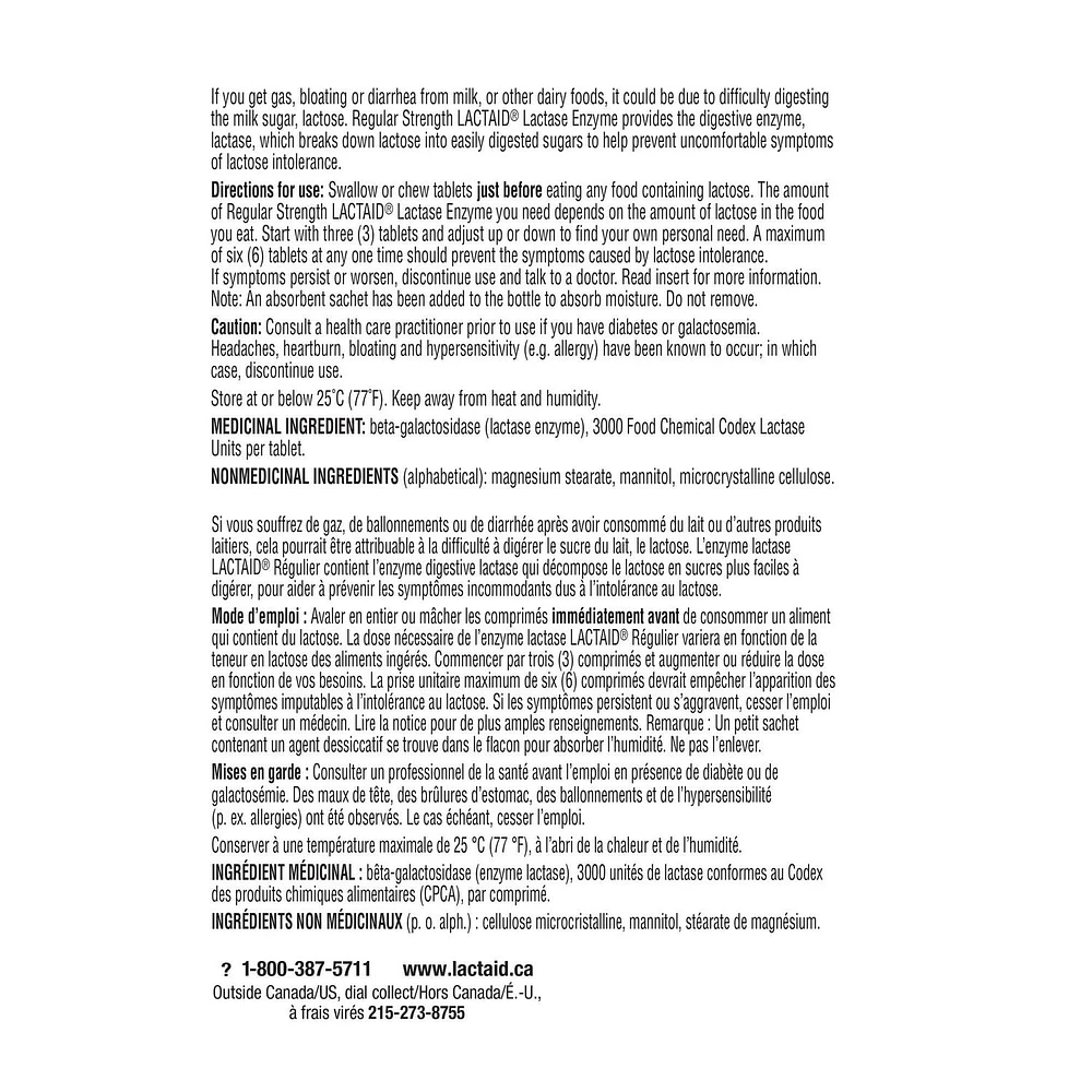 Lactaid Regular Strength Tablets