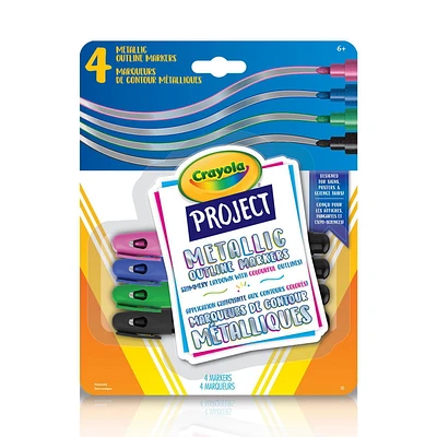 Crayola Project Metallic Outline Markers, 4 Count, Metallic Outline Markers