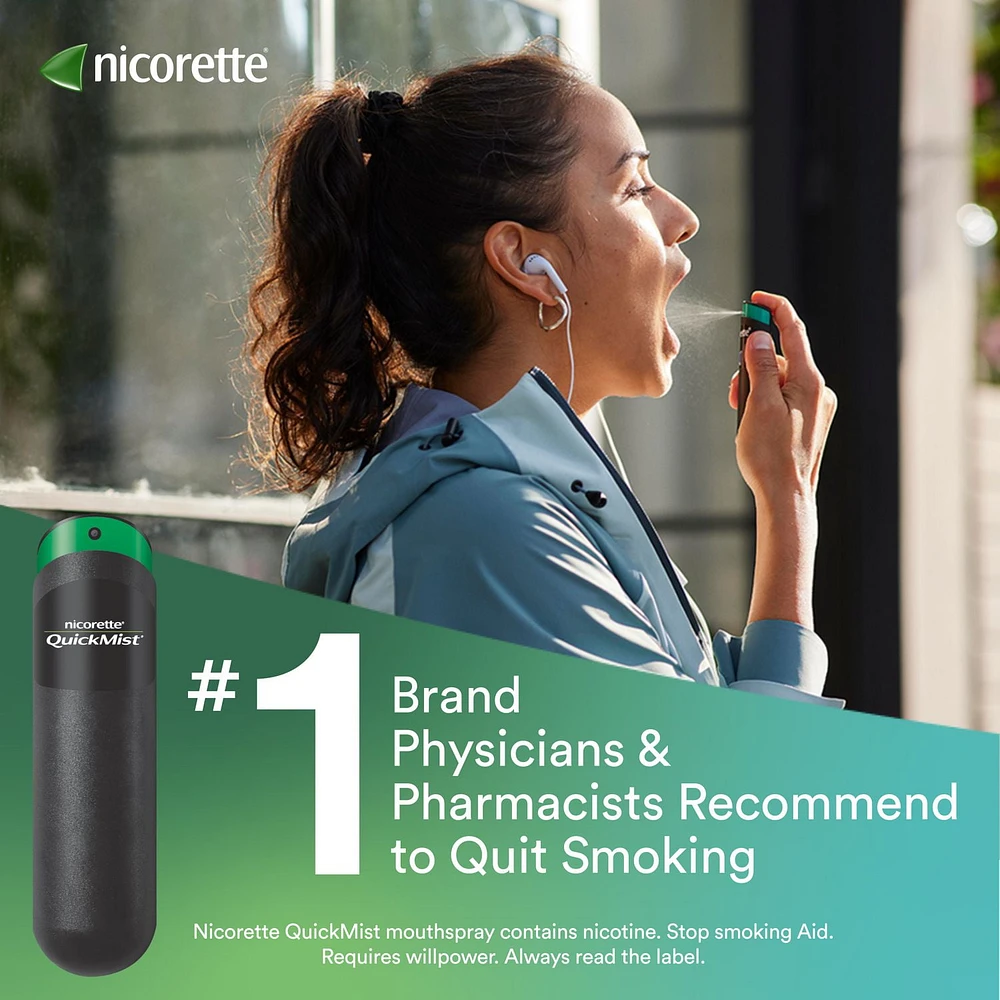 Nicorette Nicotine QuickMist Spray, Quit Smoking Aid, Cool Berry 1mg, Approx. 150 sprays