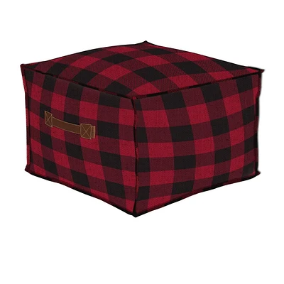 CANADIANA RED & BLACK BUFFALO PLAID OTTOMAN