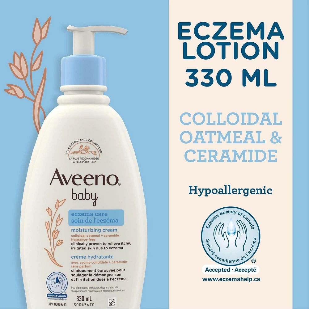 Aveeno Baby Eczema Care Moisturizing Cream - Body Lotion for irritated skin due to eczema Colloidal Oatmeal + Ceramide, 330 mL