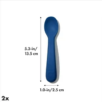 OXO Tot - Silicone Spoons - Encourage Self-Feeding - Easy for Little Ones to Hold - Baby Toddler Feeding Utensils - Navy - 2-Pack