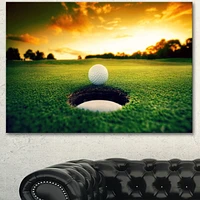 Design Art Golf Ball near Hole Landscape Artwork Canvas Print