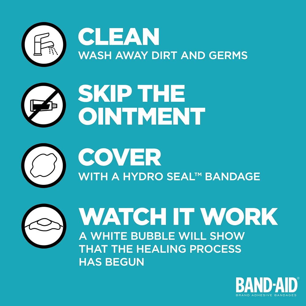 Pansements adhésifs très grands Band-Aid Hydro Seal en gel hydrocolloïdal, pour le soin des ampoules et plaies, imperméables 3 unités