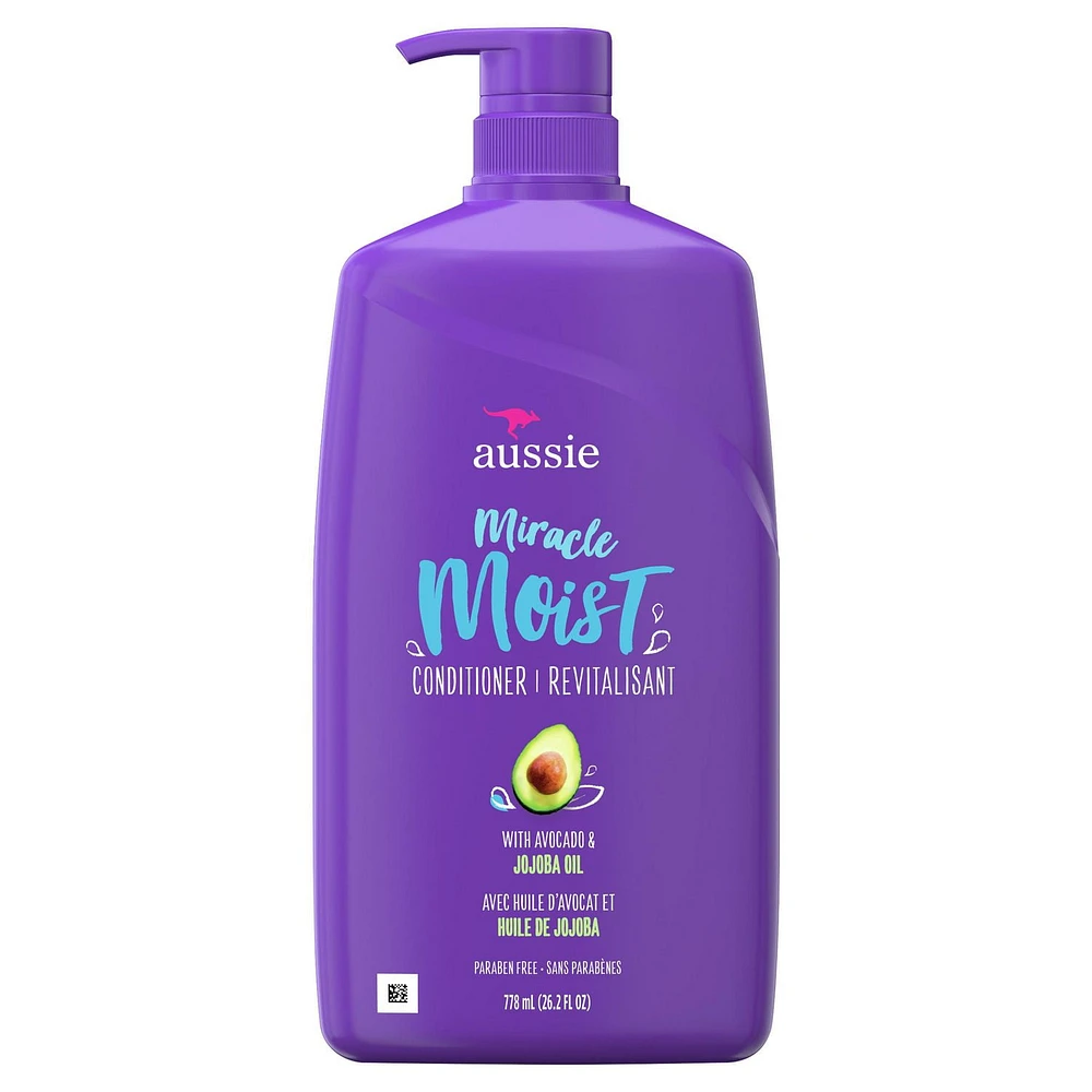 Aussie Miracle Moist with Avocado & Jojoba Oil, Paraben Free Conditioner, 778 mL